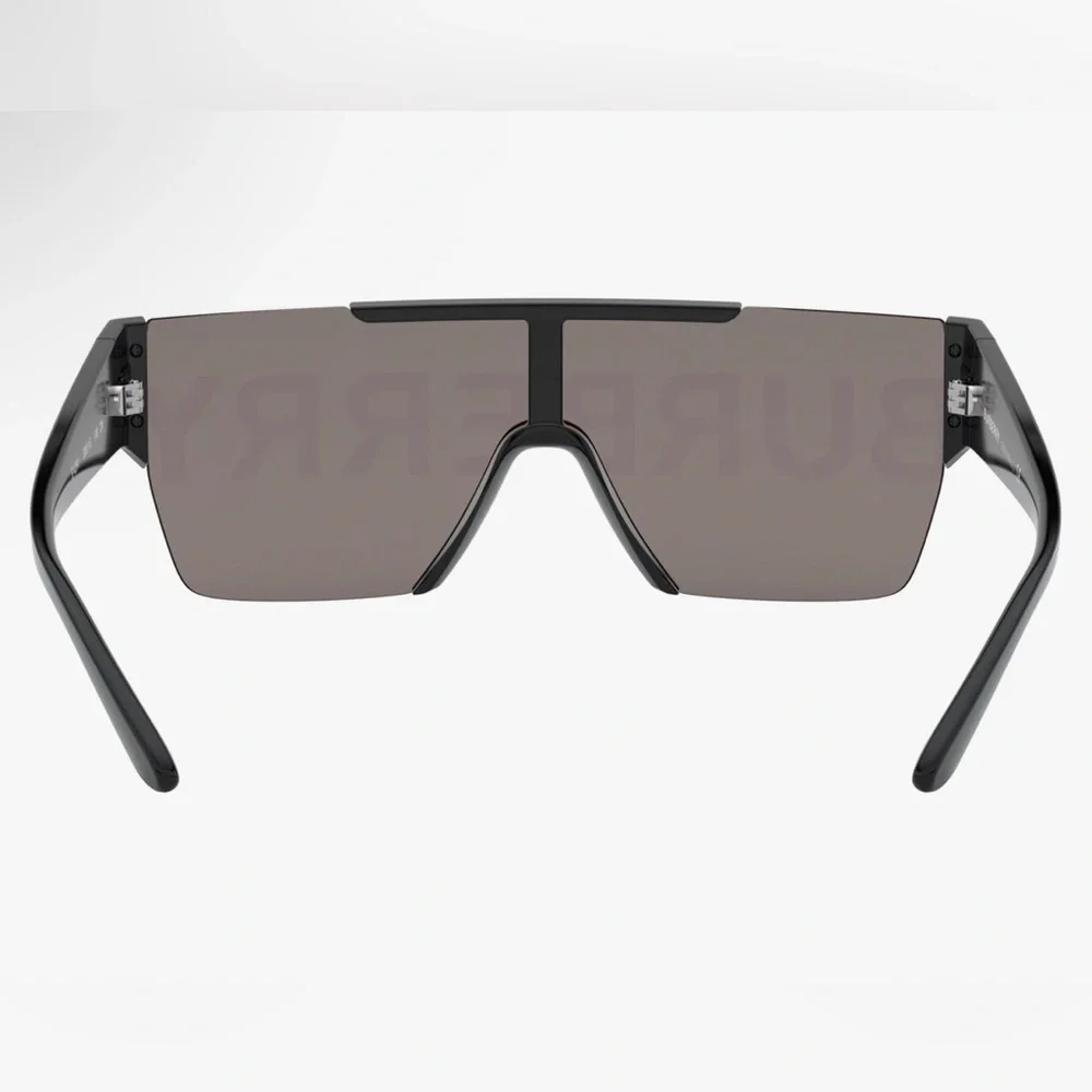 Burberry Black Plastic Rectangle Sunglasses Gold Mirror Lens - Picture 6 of 11